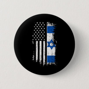 Israeli American Flag - Pride Israel Usa Shirt Button