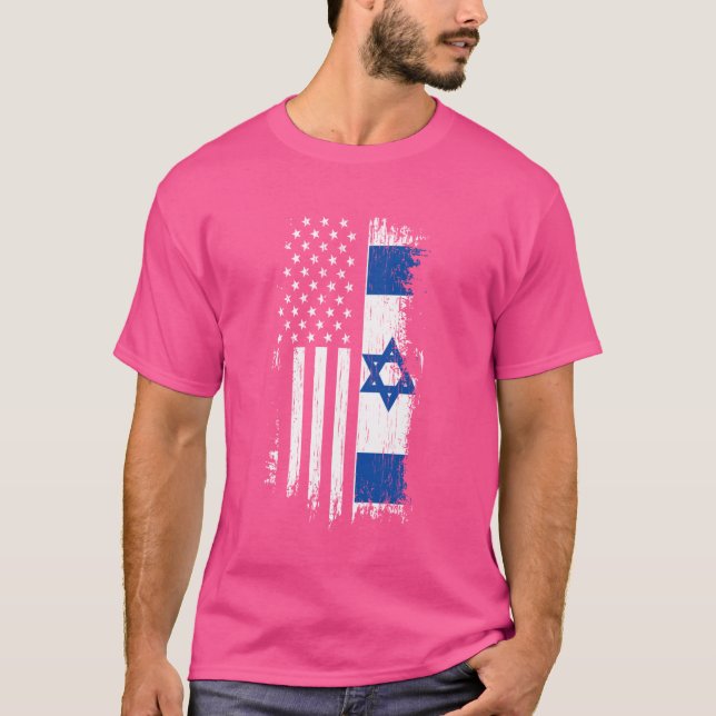 Israeli American Flag - Pride Israel USA T-Shirt (Front)