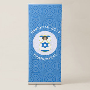 Israeli Angel Hanukkah Flag Personalized Acrylic Retractable Banner