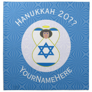 Israeli Angel Hanukkah Flag Personalized Cloth Napkin