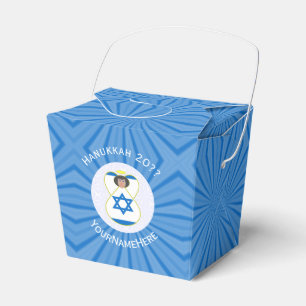 Israeli Angel Hanukkah Flag Personalized Take Out Favor Boxes