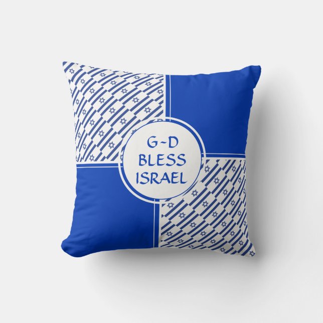 ISRAELI FLAG G-d Bless Israel Throw Pillow (Front)