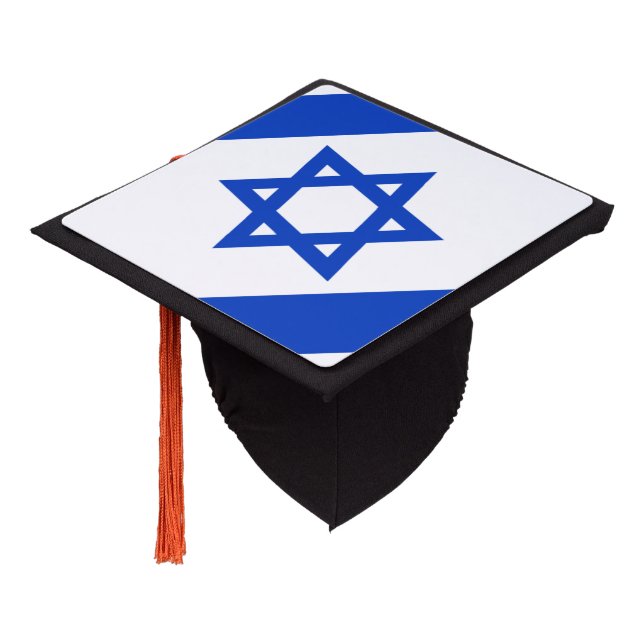 Israeli flag graduation cap topper (Angled)