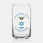 Israeli Flag Hanukkah Angel Personalized Can Glass<br><div class="desc">Personalized beer or can glass features an angel dressed in the blue and white Flag of Israel. Blue letters are all around the Israeli angel for Hanukkah. Letters allow you to personalize with name, holiday, and year, or, whatever text you wish. Fun Hanukkah gift. Nice addition to your holiday decorating...</div>