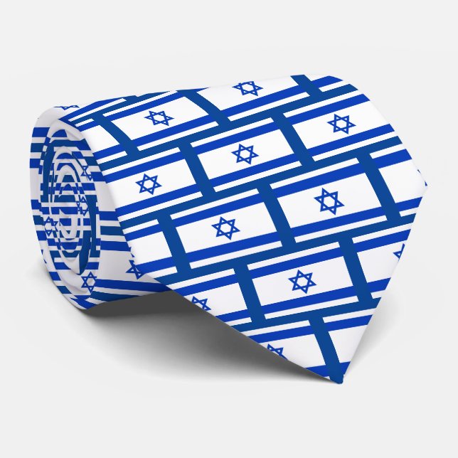 Israeli Flag Jewish State Neck Tie (Rolled)