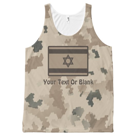 Israeli Flag On Desert Camo All-Over-Print Tank Top (Front)