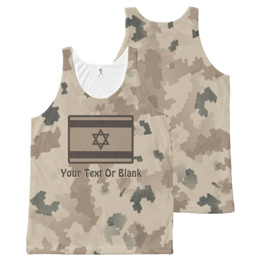 Israeli Flag On Desert Camo All-Over-Print Tank Top (Front and Back)