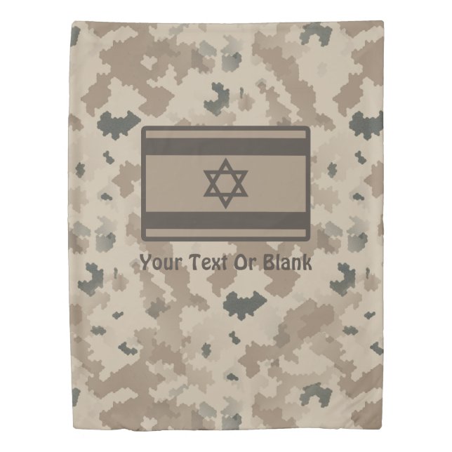 Israeli Flag On Desert Camo Duvet Cover (Front)