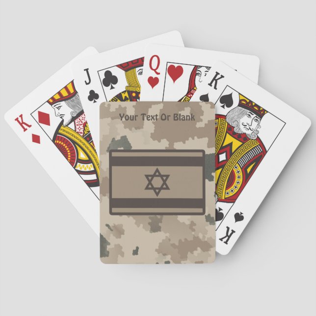 Israeli Flag On Desert Camo Poker Cards (Back)
