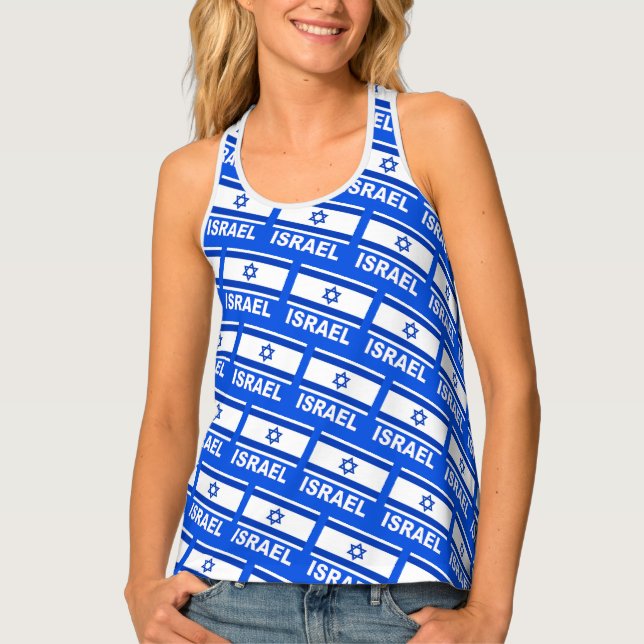 Israeli Flag Pattern Tank Top (Front)