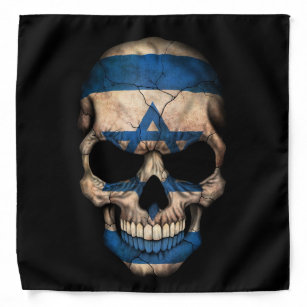 Israeli Flag Skull on Black Bandana