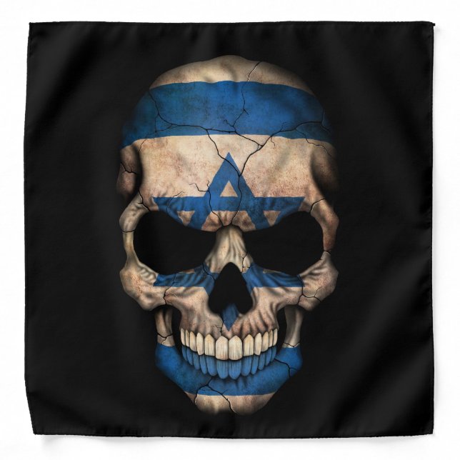 Israeli Flag Skull on Black Bandana (Front)