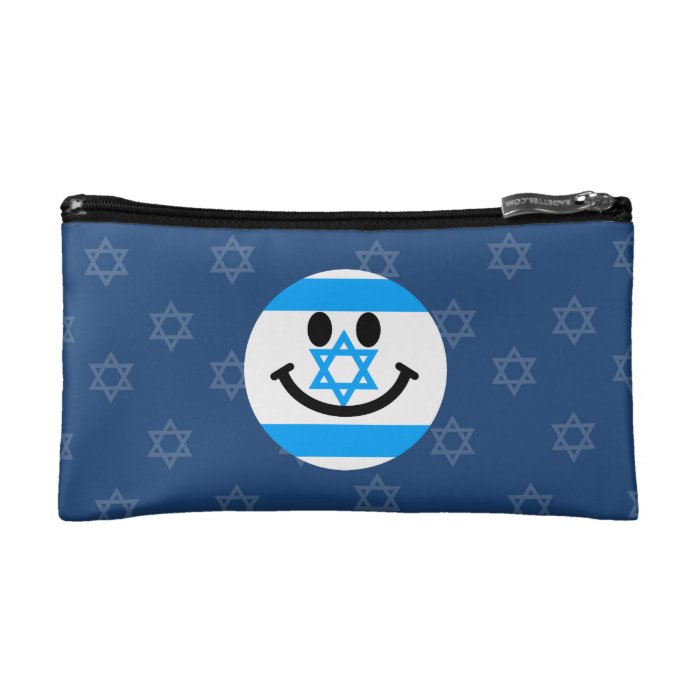 Israeli flag smiley face makeup bags