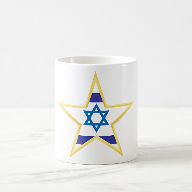 Israeli Flag Star of David Gold Trimmed Coffee Mug (Creator Uploaded)