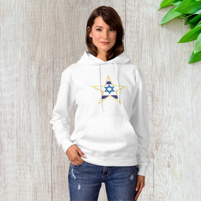 Israeli Flag Star of David Gold Trimmed Hoodie (Creator Uploaded)