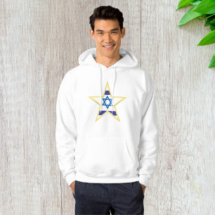 Israeli Flag Star of David Gold Trimmed Hoodie