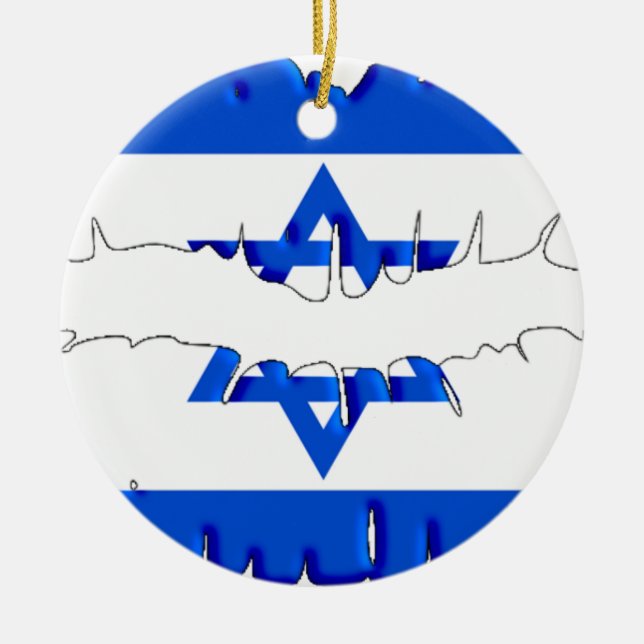 Israeli Kiss Ceramic Ornament (Front)