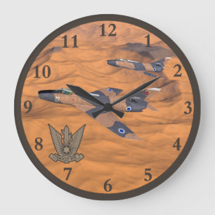 Israeli Super Mystères Over The Desert Large Clock