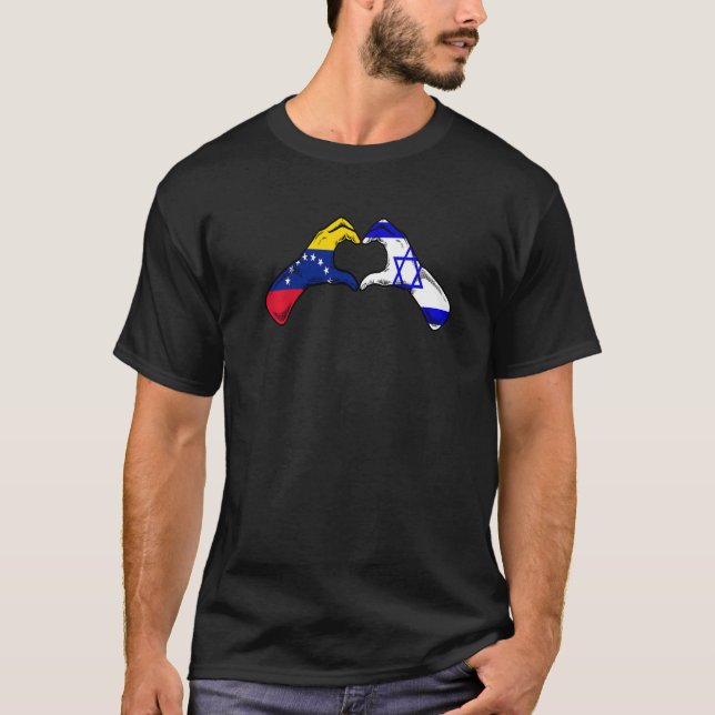 Isreal Venezuela Flag Isreali Venezuelan Heart Pre T-Shirt (Front)