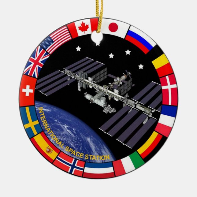 ISS Members Composite Logo Ceramic Ornament (Front)
