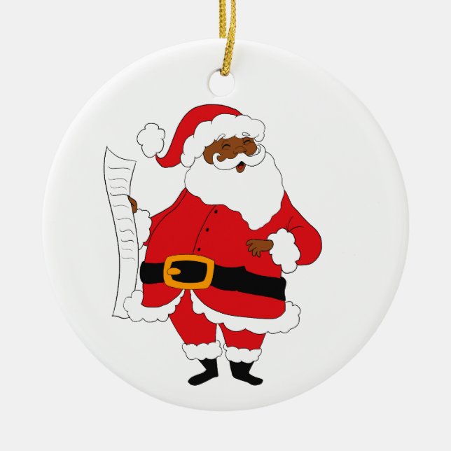 Issa Black Santa Ceramic Ornament (Front)