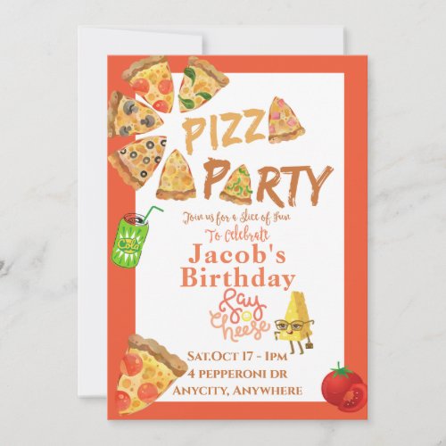 Issa Pizza Party Invitation Card