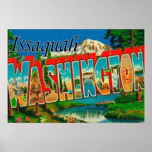Issaquah Washington _ Large Letter Scenes Poster