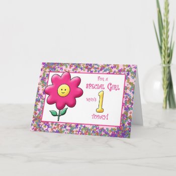 Ist Birthday Cute Pink Flower And Card by PamJArts at Zazzle