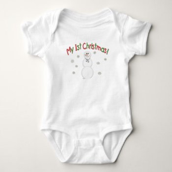 Ist Christmas Snowman Baby Bodysuit by SimplyTheBestDesigns at Zazzle