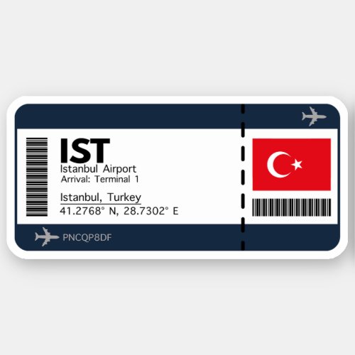 IST Istanbul Boarding Pass _ Airport Ticket Sticker