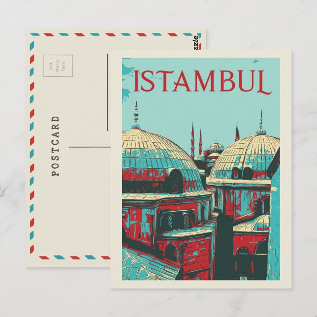 Istambul Hagia Sophia illustration Turkey Postcard (Front/Back)