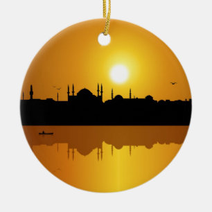 Istanbul and sunset ceramic ornament