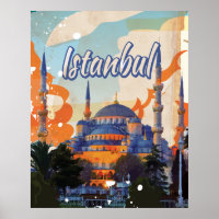 Istanbul Aya Sophia Mosque vintage travel poster