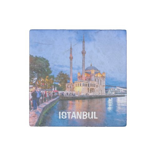 Istanbul baroque mosque of Ortakoy Turkey Stone Magnet