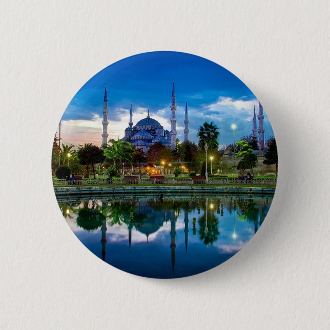 Istanbul Blue Mosque in Turkey Button (Front)