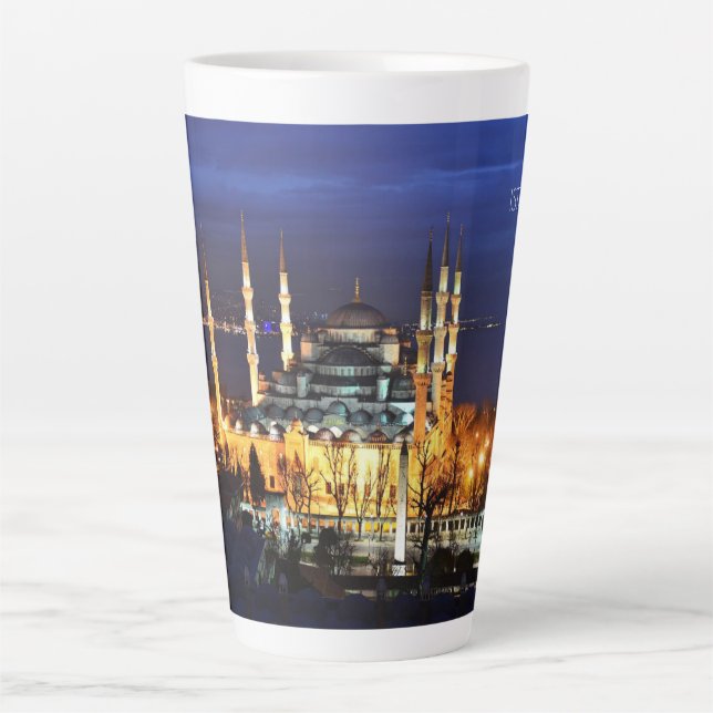 Istanbul Blue Mosque Night Scenery Premium Travel  Latte Mug (Front)