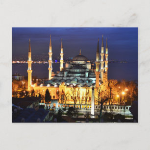 Istanbul Blue Mosque Night Scenery Premium Travel Postcard