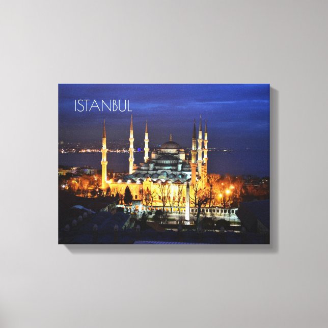 Istanbul Blue Mosque Night View Scenery Turkey Canvas Print (Front)