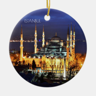 Istanbul Blue Mosque Night View Scenery Turkey Ceramic Ornament