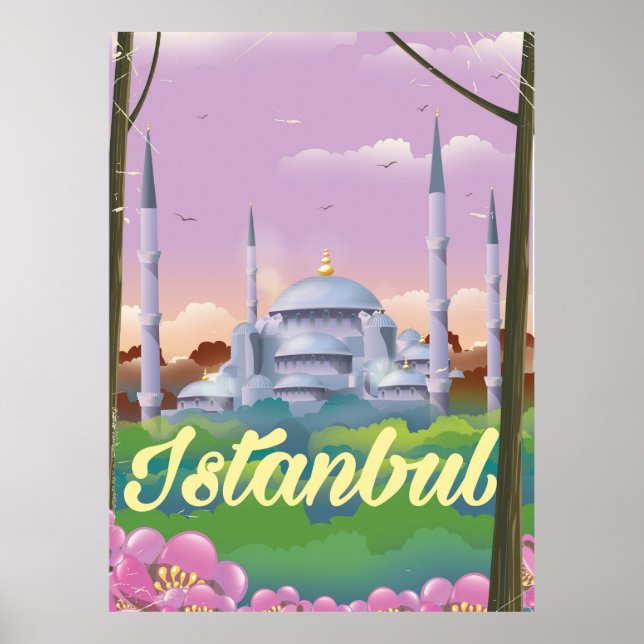 Istanbul blue mosque travel poster (Front)
