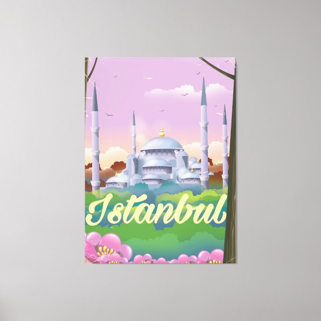 Istanbul blue mosque travel poster canvas print (Front)