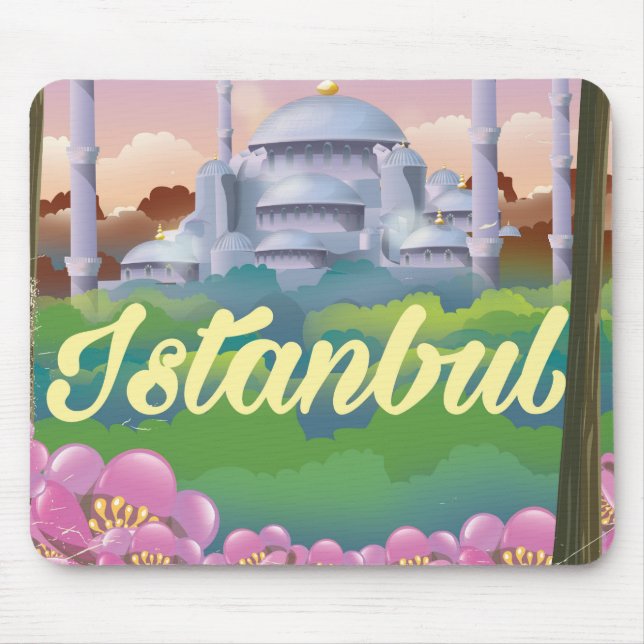 Istanbul blue mosque travel poster mouse pad (Front)