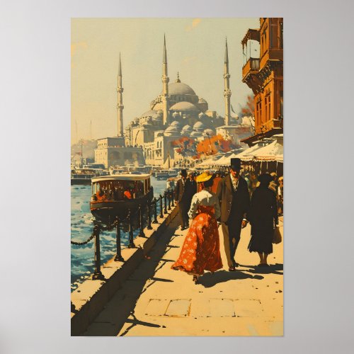 Istanbul Blue Mosque Vintage Poster