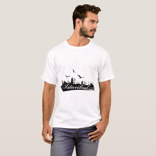 Istanbul Bosphorus Bridge White T_Shirt for Men