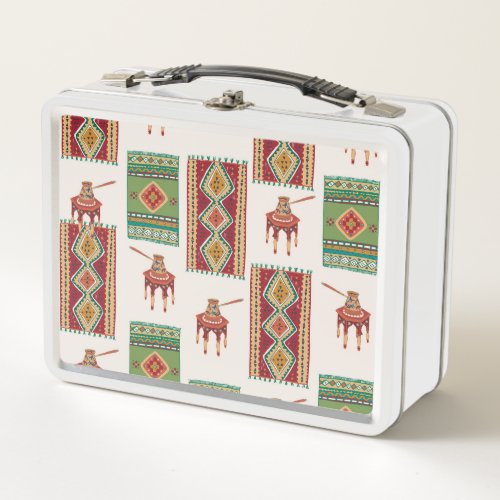 Istanbul Carpets Coffee Vintage Pattern Metal Lunch Box