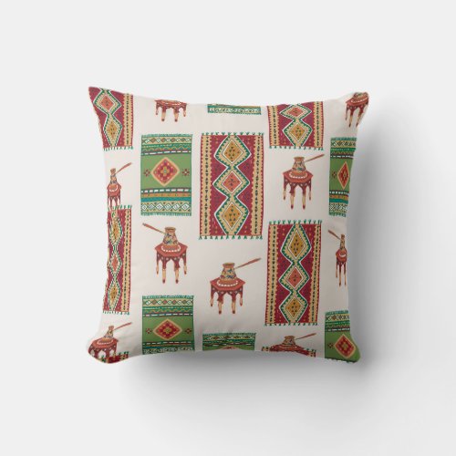 Istanbul Carpets Coffee Vintage Pattern Throw Pillow
