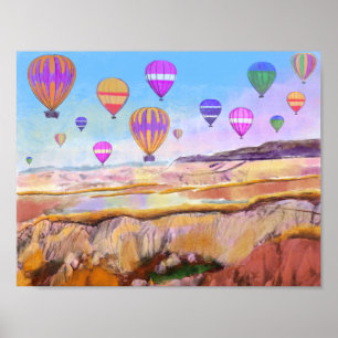 Istanbul colourful hot air ballon festival poster