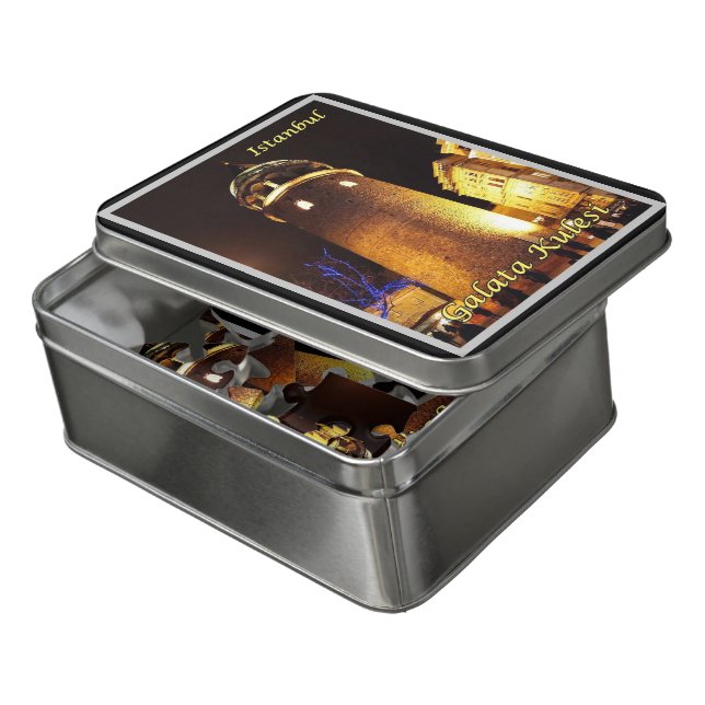 Istanbul - Galata Kulesi at Night - Turkey - Jigsaw Puzzle (Lid Open)