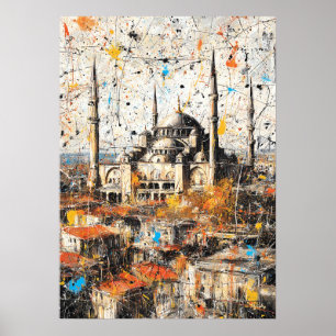 Istanbul Hagia Sophia Abstract Drip Painting Poster
