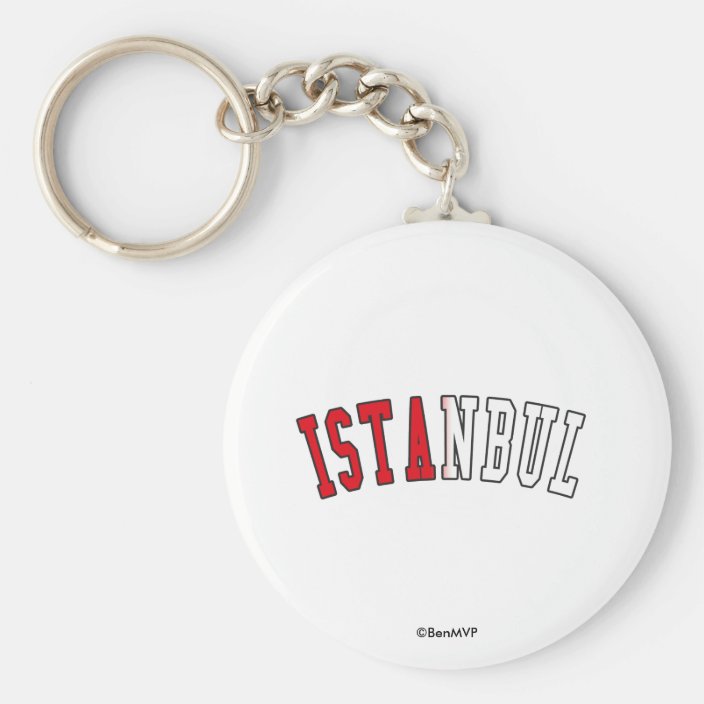 Istanbul in Turkey National Flag Colors Keychain